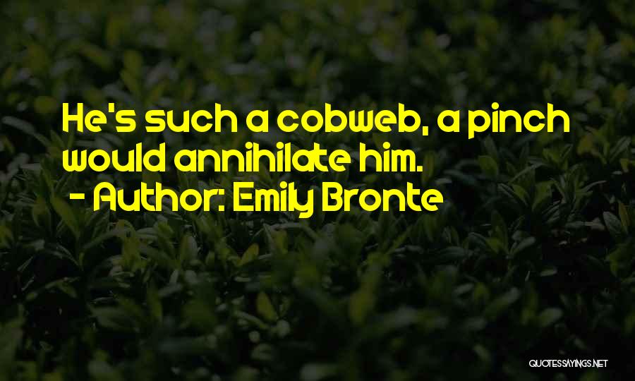 Emily Bronte Quotes: He's Such A Cobweb, A Pinch Would Annihilate Him.