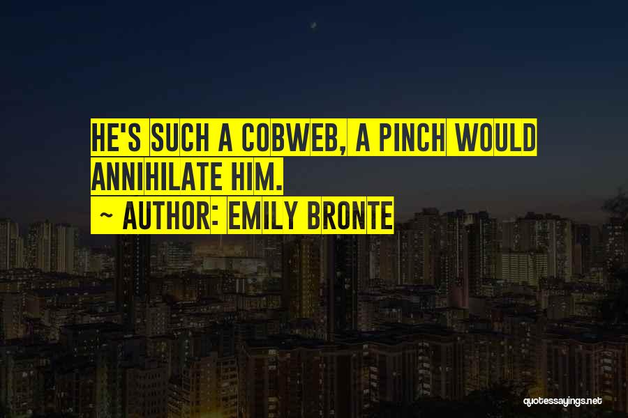 Emily Bronte Quotes: He's Such A Cobweb, A Pinch Would Annihilate Him.