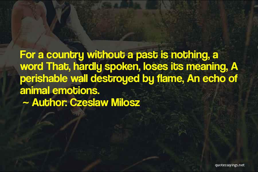 Czeslaw Milosz Quotes: For A Country Without A Past Is Nothing, A Word That, Hardly Spoken, Loses Its Meaning, A Perishable Wall Destroyed