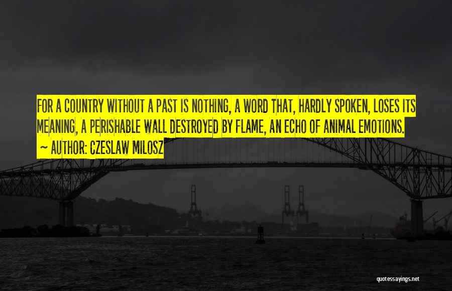 Czeslaw Milosz Quotes: For A Country Without A Past Is Nothing, A Word That, Hardly Spoken, Loses Its Meaning, A Perishable Wall Destroyed