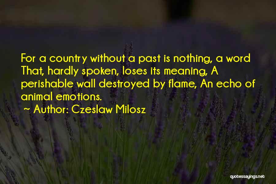Czeslaw Milosz Quotes: For A Country Without A Past Is Nothing, A Word That, Hardly Spoken, Loses Its Meaning, A Perishable Wall Destroyed