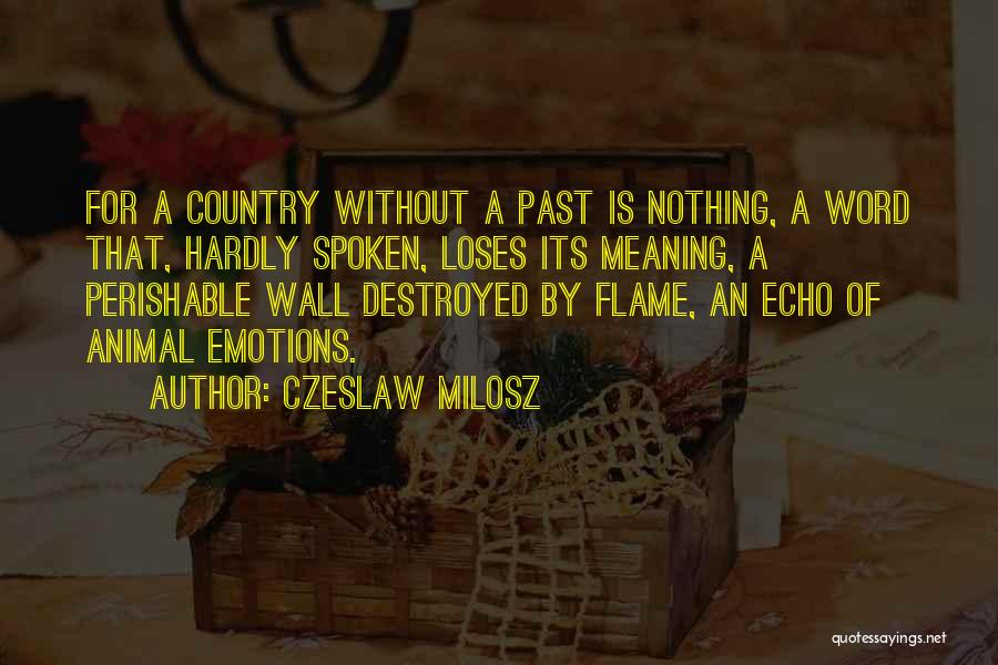 Czeslaw Milosz Quotes: For A Country Without A Past Is Nothing, A Word That, Hardly Spoken, Loses Its Meaning, A Perishable Wall Destroyed