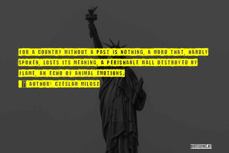 Czeslaw Milosz Quotes: For A Country Without A Past Is Nothing, A Word That, Hardly Spoken, Loses Its Meaning, A Perishable Wall Destroyed