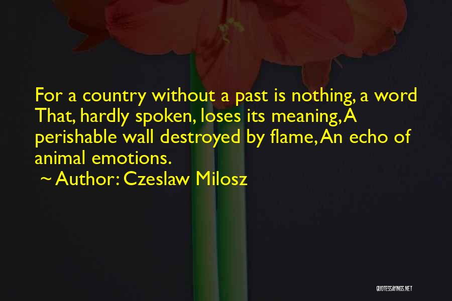 Czeslaw Milosz Quotes: For A Country Without A Past Is Nothing, A Word That, Hardly Spoken, Loses Its Meaning, A Perishable Wall Destroyed