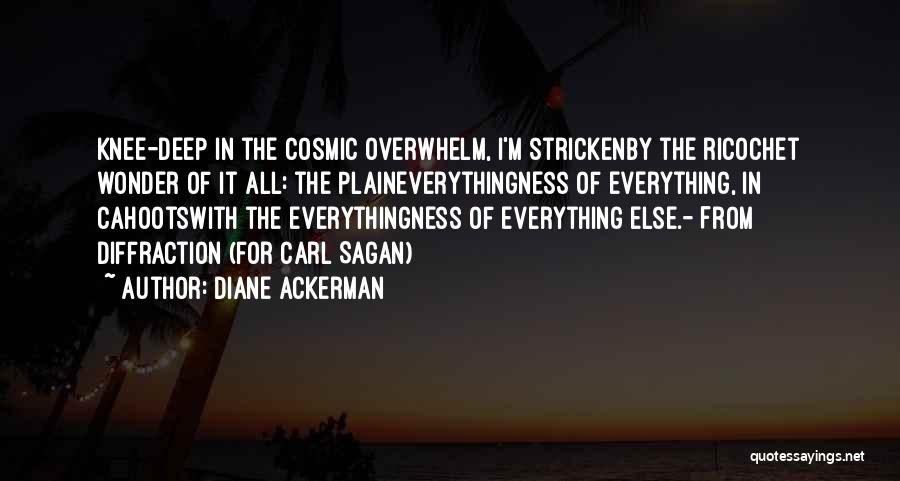 Diane Ackerman Quotes: Knee-deep In The Cosmic Overwhelm, I'm Strickenby The Ricochet Wonder Of It All: The Plaineverythingness Of Everything, In Cahootswith The