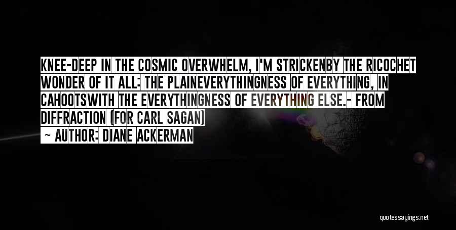 Diane Ackerman Quotes: Knee-deep In The Cosmic Overwhelm, I'm Strickenby The Ricochet Wonder Of It All: The Plaineverythingness Of Everything, In Cahootswith The