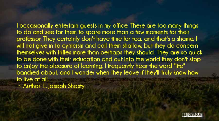 L. Joseph Shosty Quotes: I Occasionally Entertain Guests In My Office. There Are Too Many Things To Do And See For Them To Spare