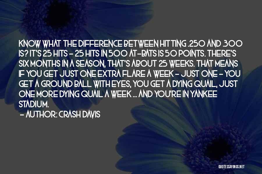 Crash Davis Quotes: Know What The Difference Between Hitting .250 And .300 Is? It's 25 Hits - 25 Hits In 500 At-bats Is