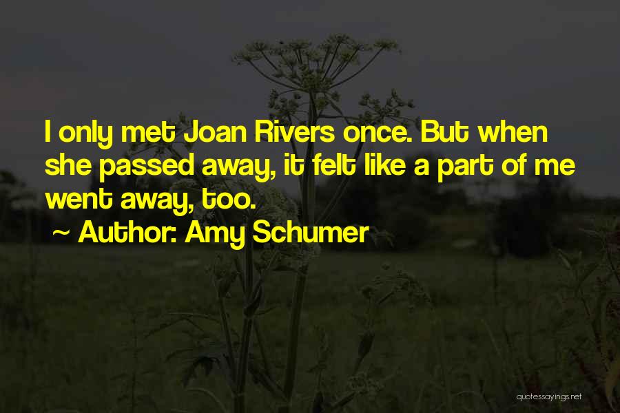 Amy Schumer Quotes: I Only Met Joan Rivers Once. But When She Passed Away, It Felt Like A Part Of Me Went Away,