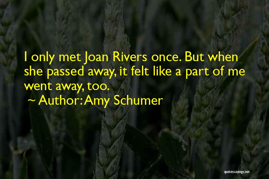 Amy Schumer Quotes: I Only Met Joan Rivers Once. But When She Passed Away, It Felt Like A Part Of Me Went Away,