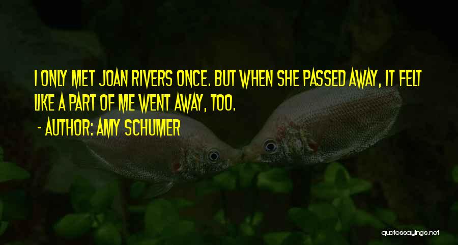 Amy Schumer Quotes: I Only Met Joan Rivers Once. But When She Passed Away, It Felt Like A Part Of Me Went Away,