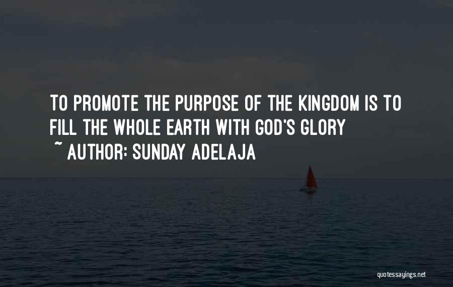 Sunday Adelaja Quotes: To Promote The Purpose Of The Kingdom Is To Fill The Whole Earth With God's Glory