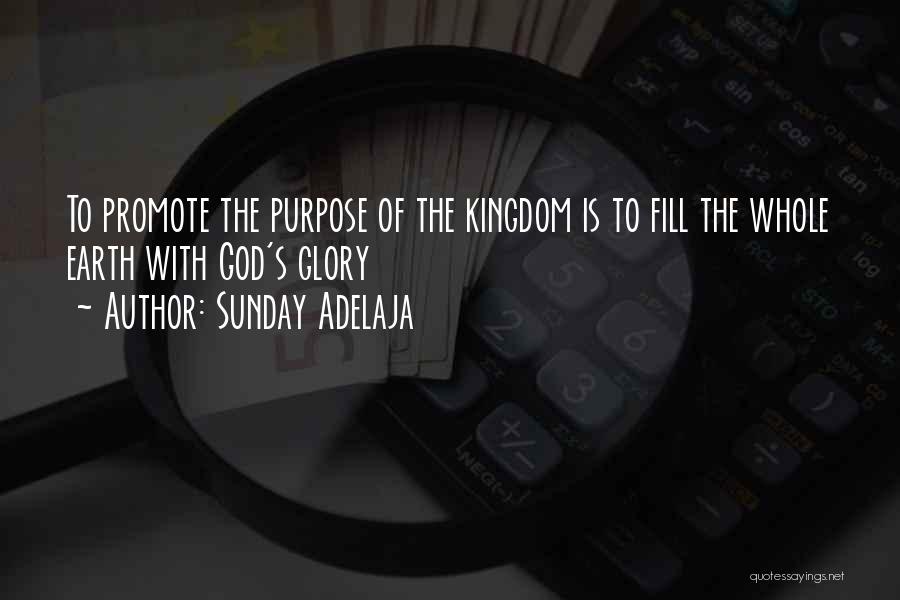 Sunday Adelaja Quotes: To Promote The Purpose Of The Kingdom Is To Fill The Whole Earth With God's Glory