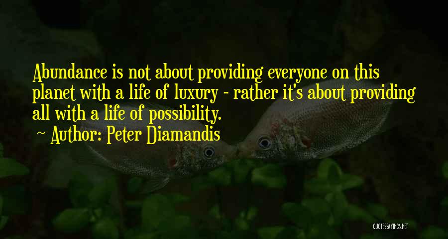 Peter Diamandis Quotes: Abundance Is Not About Providing Everyone On This Planet With A Life Of Luxury - Rather It's About Providing All