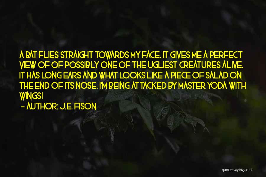 J.E. Fison Quotes: A Bat Flies Straight Towards My Face. It Gives Me A Perfect View Of Of Possibly One Of The Ugliest