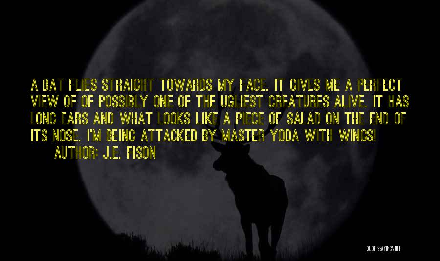 J.E. Fison Quotes: A Bat Flies Straight Towards My Face. It Gives Me A Perfect View Of Of Possibly One Of The Ugliest