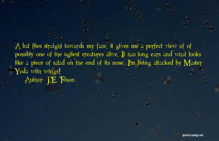 J.E. Fison Quotes: A Bat Flies Straight Towards My Face. It Gives Me A Perfect View Of Of Possibly One Of The Ugliest