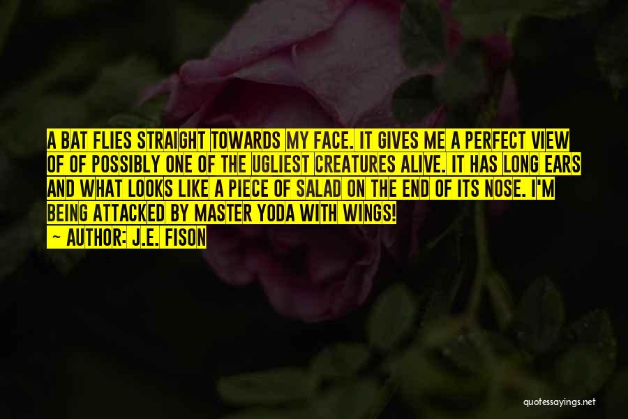 J.E. Fison Quotes: A Bat Flies Straight Towards My Face. It Gives Me A Perfect View Of Of Possibly One Of The Ugliest