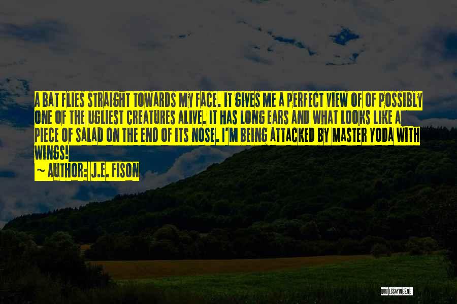 J.E. Fison Quotes: A Bat Flies Straight Towards My Face. It Gives Me A Perfect View Of Of Possibly One Of The Ugliest