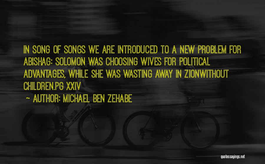 Michael Ben Zehabe Quotes: In Song Of Songs We Are Introduced To A New Problem For Abishag: Solomon Was Choosing Wives For Political Advantages,