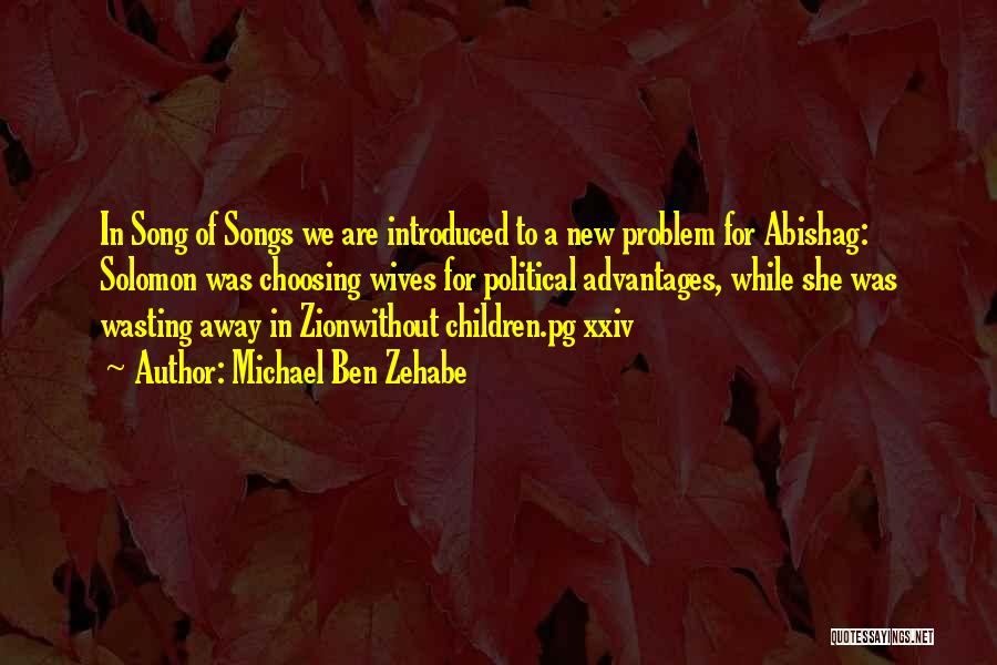 Michael Ben Zehabe Quotes: In Song Of Songs We Are Introduced To A New Problem For Abishag: Solomon Was Choosing Wives For Political Advantages,