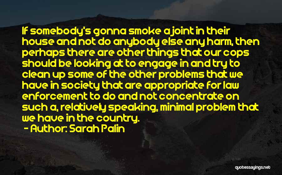 Sarah Palin Quotes: If Somebody's Gonna Smoke A Joint In Their House And Not Do Anybody Else Any Harm, Then Perhaps There Are