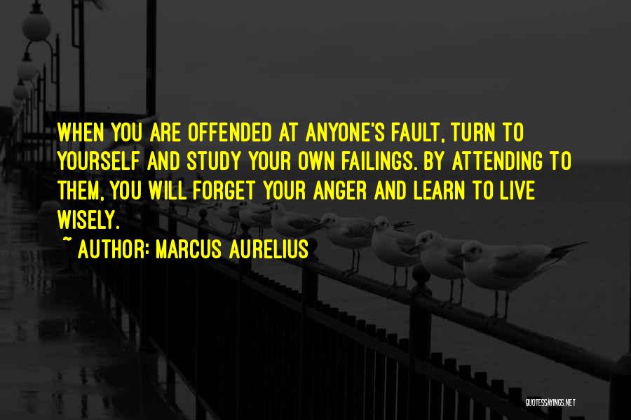 Marcus Aurelius Quotes: When You Are Offended At Anyone's Fault, Turn To Yourself And Study Your Own Failings. By Attending To Them, You
