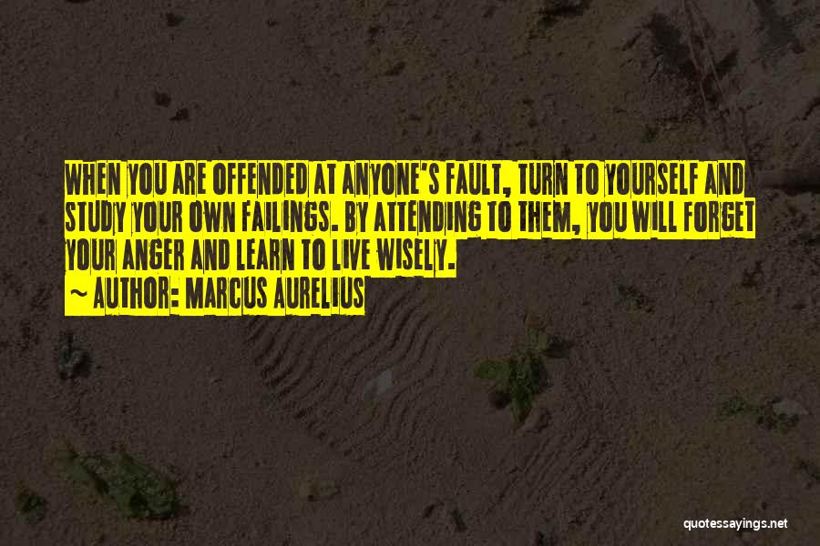 Marcus Aurelius Quotes: When You Are Offended At Anyone's Fault, Turn To Yourself And Study Your Own Failings. By Attending To Them, You