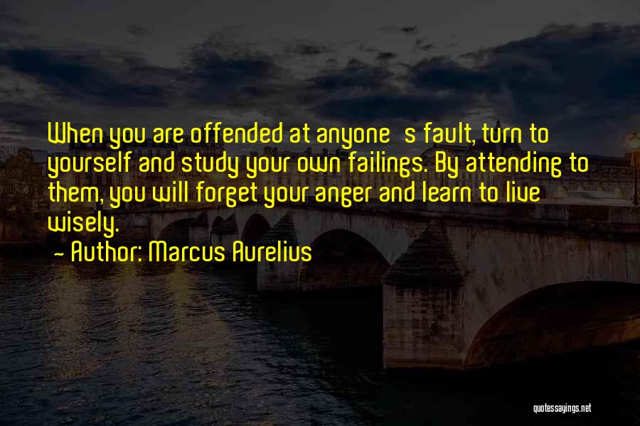 Marcus Aurelius Quotes: When You Are Offended At Anyone's Fault, Turn To Yourself And Study Your Own Failings. By Attending To Them, You