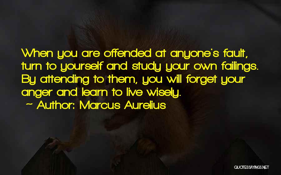 Marcus Aurelius Quotes: When You Are Offended At Anyone's Fault, Turn To Yourself And Study Your Own Failings. By Attending To Them, You