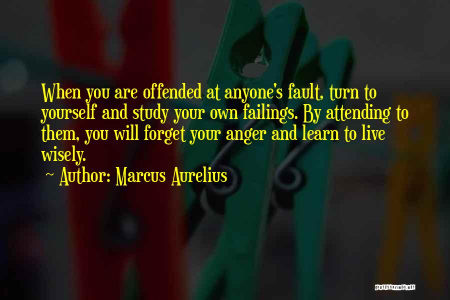 Marcus Aurelius Quotes: When You Are Offended At Anyone's Fault, Turn To Yourself And Study Your Own Failings. By Attending To Them, You