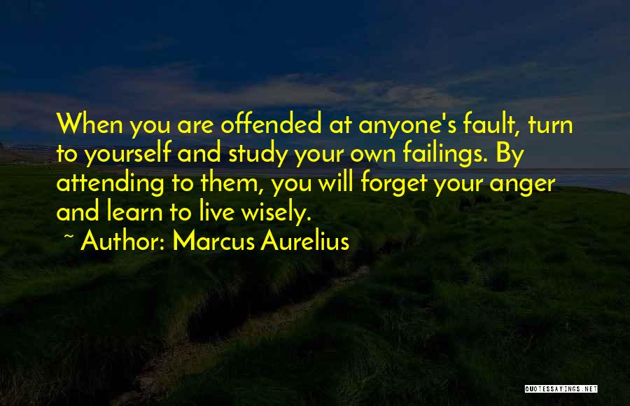 Marcus Aurelius Quotes: When You Are Offended At Anyone's Fault, Turn To Yourself And Study Your Own Failings. By Attending To Them, You