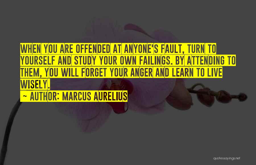Marcus Aurelius Quotes: When You Are Offended At Anyone's Fault, Turn To Yourself And Study Your Own Failings. By Attending To Them, You
