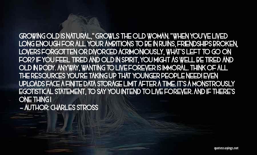 Charles Stross Quotes: Growing Old Is Natural, Growls The Old Woman. When You've Lived Long Enough For All Your Ambitions To Be In