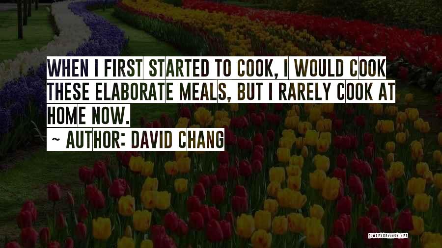 David Chang Quotes: When I First Started To Cook, I Would Cook These Elaborate Meals, But I Rarely Cook At Home Now.