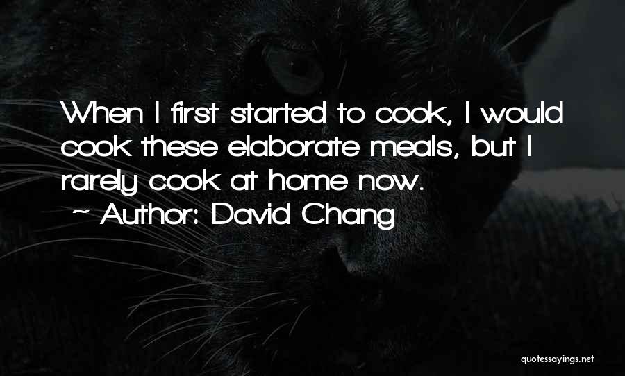 David Chang Quotes: When I First Started To Cook, I Would Cook These Elaborate Meals, But I Rarely Cook At Home Now.