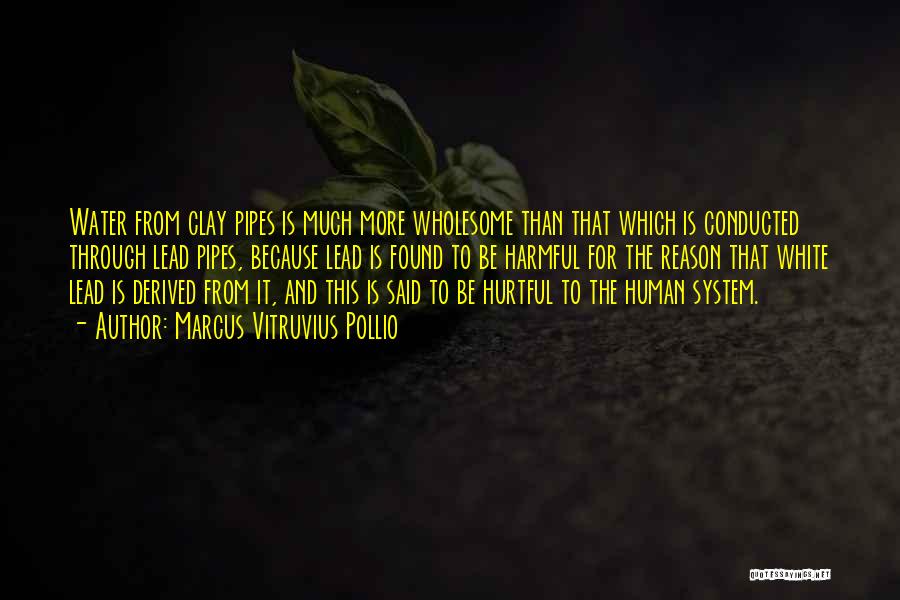 Marcus Vitruvius Pollio Quotes: Water From Clay Pipes Is Much More Wholesome Than That Which Is Conducted Through Lead Pipes, Because Lead Is Found