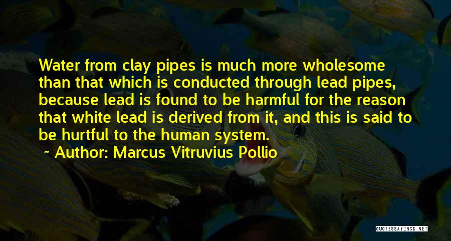 Marcus Vitruvius Pollio Quotes: Water From Clay Pipes Is Much More Wholesome Than That Which Is Conducted Through Lead Pipes, Because Lead Is Found