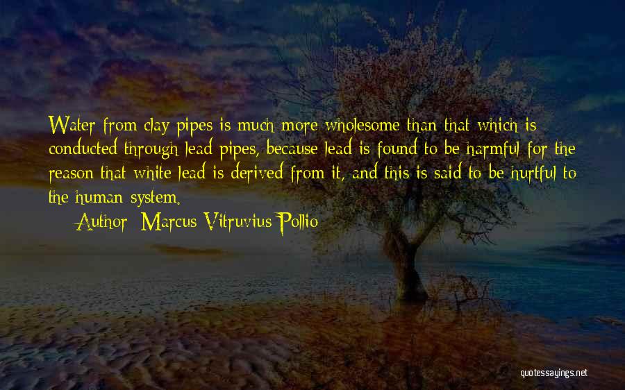 Marcus Vitruvius Pollio Quotes: Water From Clay Pipes Is Much More Wholesome Than That Which Is Conducted Through Lead Pipes, Because Lead Is Found