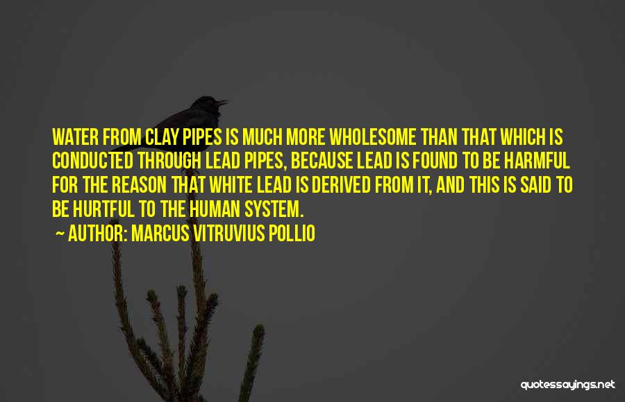 Marcus Vitruvius Pollio Quotes: Water From Clay Pipes Is Much More Wholesome Than That Which Is Conducted Through Lead Pipes, Because Lead Is Found