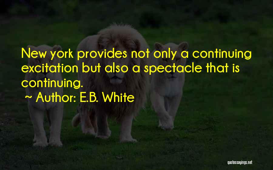 E.B. White Quotes: New York Provides Not Only A Continuing Excitation But Also A Spectacle That Is Continuing.