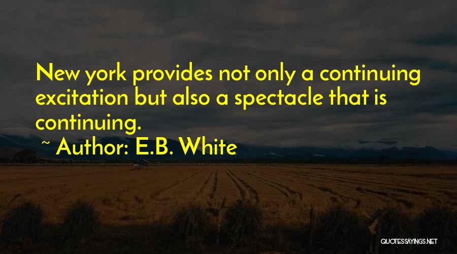 E.B. White Quotes: New York Provides Not Only A Continuing Excitation But Also A Spectacle That Is Continuing.