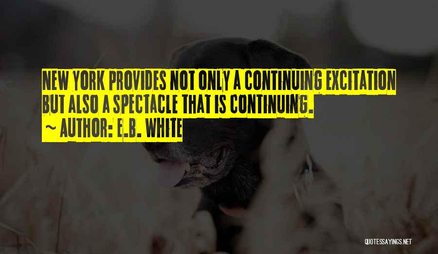 E.B. White Quotes: New York Provides Not Only A Continuing Excitation But Also A Spectacle That Is Continuing.