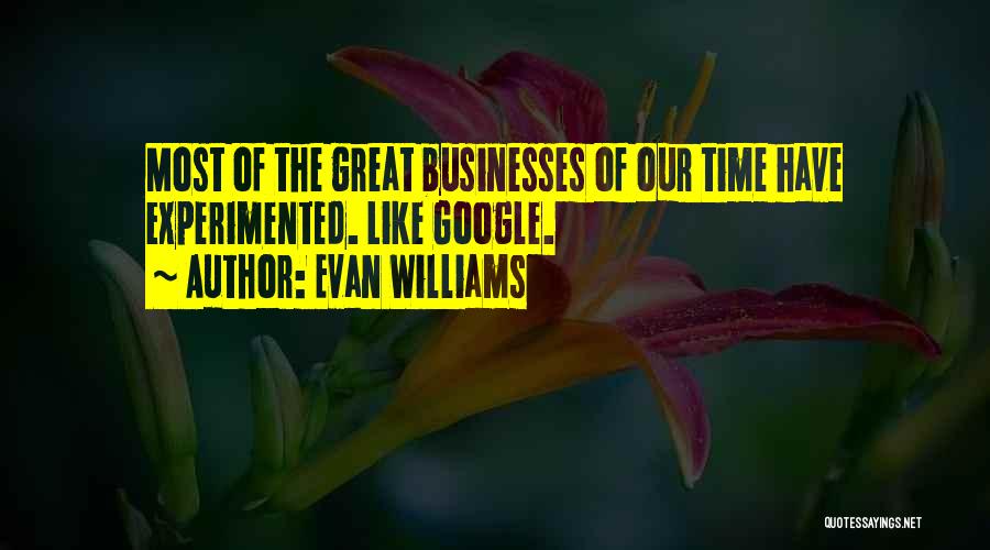 Evan Williams Quotes: Most Of The Great Businesses Of Our Time Have Experimented. Like Google.