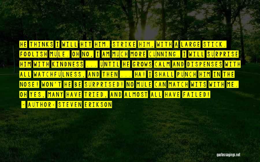Steven Erikson Quotes: He Thinks I Will Hit Him. Strike Him, With A Large Stick. Foolish Mule. Oh No, I Am Much More