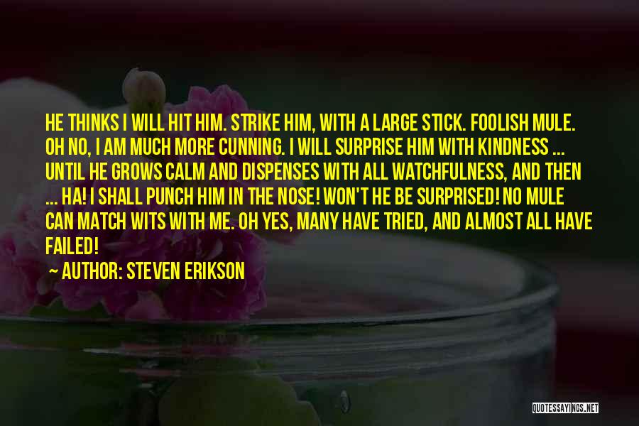 Steven Erikson Quotes: He Thinks I Will Hit Him. Strike Him, With A Large Stick. Foolish Mule. Oh No, I Am Much More