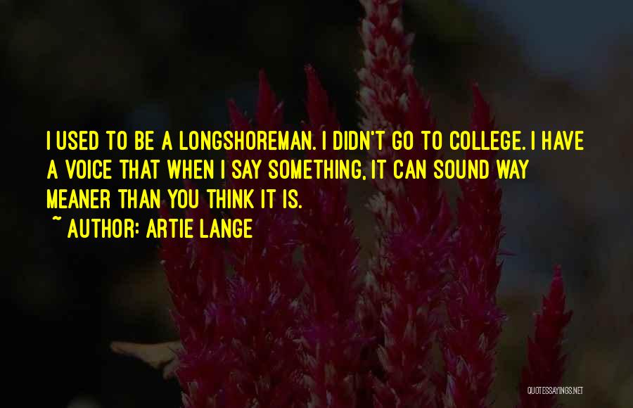 Artie Lange Quotes: I Used To Be A Longshoreman. I Didn't Go To College. I Have A Voice That When I Say Something,