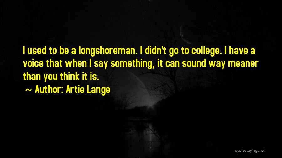 Artie Lange Quotes: I Used To Be A Longshoreman. I Didn't Go To College. I Have A Voice That When I Say Something,