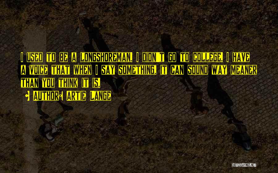 Artie Lange Quotes: I Used To Be A Longshoreman. I Didn't Go To College. I Have A Voice That When I Say Something,