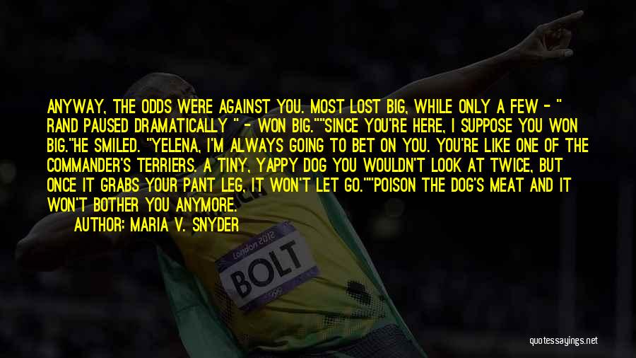 Maria V. Snyder Quotes: Anyway, The Odds Were Against You. Most Lost Big, While Only A Few - Rand Paused Dramatically - Won Big.since